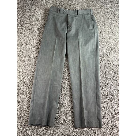 Roundtree & Yorke Dress Pants Mens 33 Gray Polyester Flat Front Pockets 33x30 - Picture 1 of 10